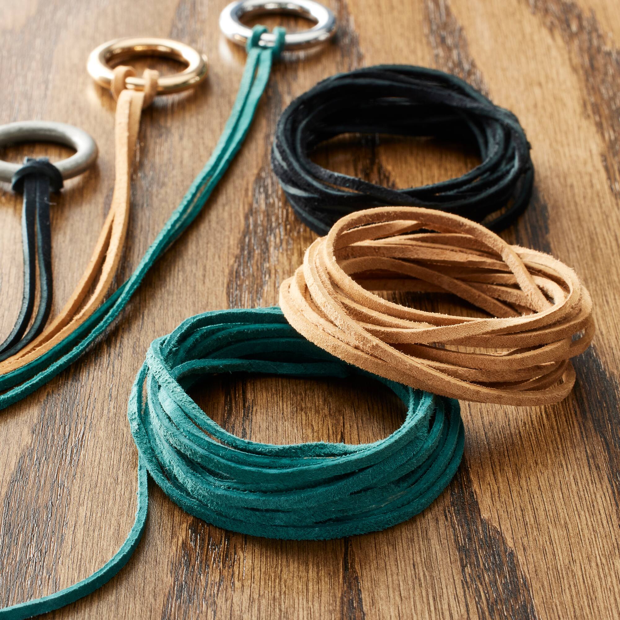 Black, Toast and Green Soft Leather Lace Cording By Bead Landing™